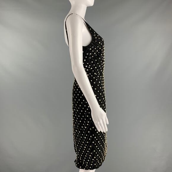 RETROFETE Size S Black Polyester Beaded Shift Dress - Picture 4 of 10
